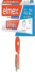 Bundle of ELMEX - Dentifrice Elmex Anti-Caries Blancheur Douce 0% Colorants - Caries - 2 x 75 ml + ELMEX - Brosse à Dents Anti-Caries Douceur Souple - Nettoyage de la dentition en douceur
