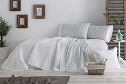 Burrito Blanco Beddengoedset 031 Bloemen en Modern | voor eenpersoonsbed 90 cm | beddengoedset, alhoma-overtrek en hoeslaken, verstelbaar, groen