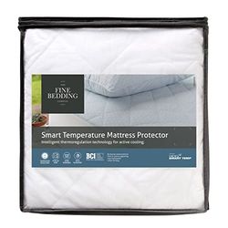 The Fine Bedding Company - Smart Temperature Mattress Protector - Double - Activated Cooling Technology - Mattress Topper - Machine Washable