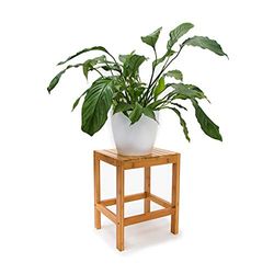 Relaxdays Tabouret en bambou Table pour plantes tabouret salle de bain HxlxP: 40 x 28 x 32 cm table appoint déco, nature