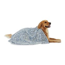 Bone Dry Embossed Bone Print Pet Blanket, 36x48, Navy