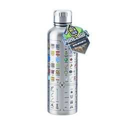 Paladone Botella de agua de metal de Minecraft, producto de juego con licencia oficial