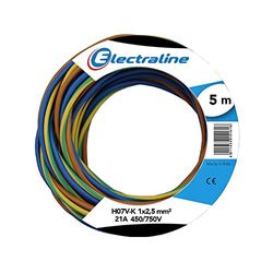 Electraline 25148 - H07V-K Cable, Sección 1 x 2.5 mm, 5m, multicolor