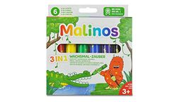 MALINOS 301036 waskrijt magie 3-in-1 stiften, kleurpotlood waskrijt aquarel, 6 stuks, 6 kleuren (1 stuk)