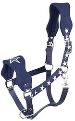 PFIFF 102554 Licol en plastique polaire brodé Motif étoiles Bleu Poney