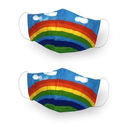 Kanguru Green Mask Kid, Set of 2, Facial Mask, 100% Cotton, Washable, Reusable, for Kids 6-12 Years, for Kids 6-12 Years, Multi-coloured