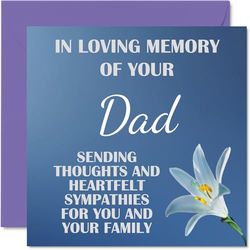 Tarjetas de condolencias - Tarjeta de condolencias con texto en inglés "In Loving Memory Of Your Dad", tarjetas de duelo para adultos, 145 mm x 145 mm, tarjeta de condolencias pensando en ti, tarjetas