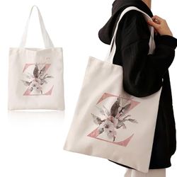 NeutypeChic Bolsa de algodón, 45 x 38 cm, bolsa de tela de alta calidad con cremallera, bolsa de la compra de tela, bolsa de yute reutilizable, bolsa de la compra con asa larga