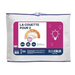 Bleu Câlin Chaude Modulable 2 Personnes Spécial Couple, 4 Demi-couettes superposables, Microfibre, Blanc, 220 x 240 cm