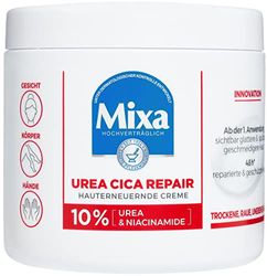 Mixa Urea Cica Repair+ Crème régénérante à l'urée et à la niacinamide pour peaux sèches, rugueuses et irrégulières, répare et lisse les soins hydratants pour le corps, les mains et le visage Urea Cica