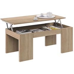 Mesa de centro elevável, mesa de sala de estar de jantar, modelo Kendra, acabamento em carvalho canadian, medidas: 100 cm (comprimento) x 50 cm (largura) x 43-54 cm (altura)
