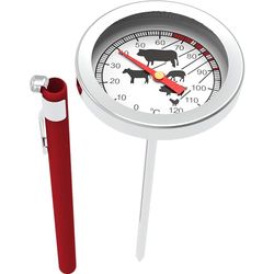 BROWIN® Termometro analogico per arrosti con custodia 100600 | 0-120 °C | Termometro da giardino in acciaio inox | termometro per carne per forno, barbecue e barbecue | termometro per carne