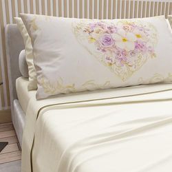 PETTI Artigiani Italiani - Sábanas de algodón con Fundas de Almohada de impresión Digital, sábana Individual, Juego de Cama fantasía 320 Crema, 100% Made in Italy