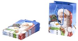 Bolsas de papel con asa de cuerda de colores, Papá Noel, 18 x 11 x 23 cm, paquete de 10 unidades