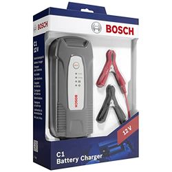 Bosch C1 cargador de baterías inteligente y automático, 12V / 3,5A, para baterías de plomo-ácido, GEL y Start/Stop EFB para motocicletas y vehículos ligeros