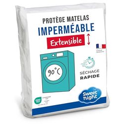 SWEET NIGHT - Protège Matelas 200x200 cm | Alèse Imperméable et Micro Respirante | Souple et Silencieux | Lavable à 90°C | Compatible Grands Bonnets