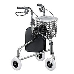 Homecraft Folding Three Wheeled Rollator, Tri Mobility Walker with Lockable Cable Brakes, Carry Bag, Basket and Tray, Walking Mobility Aid, Lightweight Foldable Steel Frame, Quartz