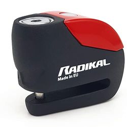 RADIKAL RK9 Cadeado de motocicleta com alarme de 120 db on/offf, Warning LED mais visível, impermeável, pilha longa duração, anti-roubo disco travão 6 mm universal para scooter de bicicleta, pinça de