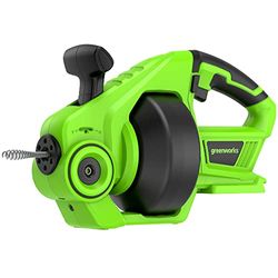 Greenworks G24DA Desatascador eléctrico Inalámbrico 550 rpm, Diámetro de la Tubería 2.5-5cm, Desatascador de Acero Inoxidable de 7.5m SIN Batería de 24V y Cargador, Garantía de 3 Años