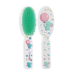 Brosse à cheveux pour bébé de 9 à 17 mois - Avec pointes souples et souples - Idéal pour nettoyer la côte lactée sans douleur ni inconfort - Sans BPA - Avec dessin d'éléphant - Ecofriendly - Casalfe