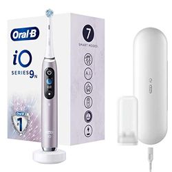 Oral-B iO Series 9n Brosse à Dents Électrique Rechargeable avec 1 Manche Intelligence Artificielle, Rose, 1 Brossette et 1 Étui de Voyage Premium Offert