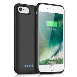 iPosible Accuhoes voor iPhone 7/6S/8/6, 6000 mAh, extra batterij, oplaadhoes, mobiele telefoon, batterijhoes, powerbank, hoes voor iPhone 7/6S/8/6 (4,7 inch), zwart