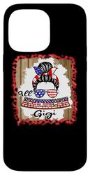 All American Gigi Patriotic Messy Bun Usa Flag 4th of July Custodia per iPhone 14 Pro Max