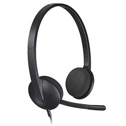Logitech H340 Auriculares com cabo, som estéreo com microfone com supressão de ruído, USB, PC/Mac/Portátil/Chromebook - preto