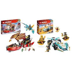 LEGO 71797 Ninjago La Recompensa de Destiny - Carrera contrarreloj, Juguete Nave Ninja Air & 71791 Ninjago Coche de Carreras del Dragón de Zane Power Spinjitzu