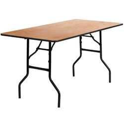 Flash Furniture 76,2 x 152,4 cm Rettangolare in Legno Tavolo Pieghevole Banchetto con Trasparente Rivestito Finitura Top
