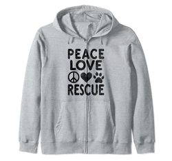 Peace Love Rescue Cane Gatto Adozione Cani Gatti Felpa con Cappuccio