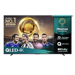 Hisense TV 100" QLED 4K 144Hz 100E7Q PRO, Smart TV VIDAA U8, Dolby Vision IQ, HDR 10+ Adaptive, 144hz Game Mode PRO, Dolby Atmos, Alexa Built-in, VIDAA Voice, Tuner DVB-T2/S2 HEVC 10, lativù 4K, 2025