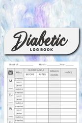 Diabetic Log Book: 2-Year Daily Blood Sugar Tracking Record for Type 1 & Type 2 Diabetes