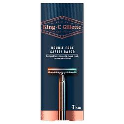 King C. Gillette Maquinilla de afeitar de seguridad de doble filo para hombre, 5 cuchillas de afeitar de doble filo con revestimiento de platino, regalos para