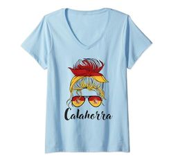 Mujer Calahorra Girl, Bandera España España Camiseta Cuello V