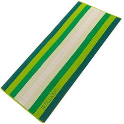 aqua-textil Wellness saunahanddoek 80 x 200 cm strepen groen katoen badstof sauna handdoek strandlaken