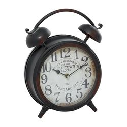 Deco 79 Metal Table Clock H, W-52510, Iron, Black, 13" by 10"