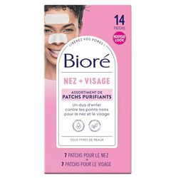 BIORÉ Assortiment de 14 Patchs Purifiants Nez + Visage