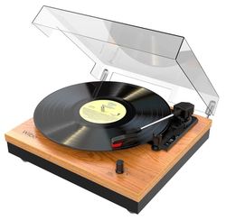 Wiibo Mustang 1965-BT - Vintage Vinyl Turntable with Speakers and Bluetooth - Retro Design Turntable - RCA Outputs for Speakers - Speed Selection 33/45/78 RPM - Ceramic Capsule