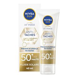NIVEA SUN Fluid UV do twarzy Luminous 630 FPS 50+ (1 x 40 ml), lekka i nietłusta formuła, codzienna ochrona przed starzeniem się