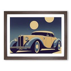 Classic Car Art Deco H1022 Framed Print for Living Room Bedroom Home Office Décor, Wall Art Picture Ready to Hang, Walnut A3 Frame (46 x 34 cm)