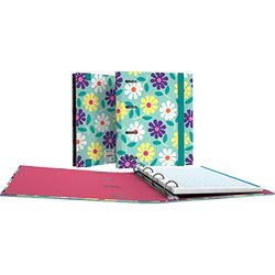 Grafoplás Elena Corredoira Flowers FSC Map met A5-navulling, incl. reservefils, geruit, 5 x 5 cm, gekleurde rand, gebogen rug, ordner, Elena Corredoira Flowers
