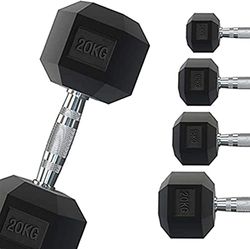 Professionell 1–50 kg gummerad sexkantig hantel| gym eller hemmagym | ergonomiskt halkfritt handtag | säljs individuellt (2 x 1 kg)