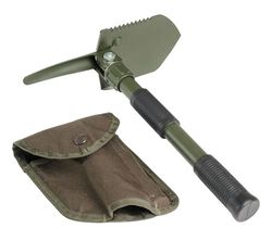 Mil-Tec Mini Opvouwbare Schop Groen Roestvrij Staal Multi-purpose Swing Shovel with Toothed Edge