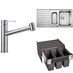 BLANCO 523119 Ambis-S Kitchen Mixer Tap+ 523665 Classic Pro 6 S-IF+ 526204 Select II 60/3 Kitchen Waste sorter Container 60/3-526204