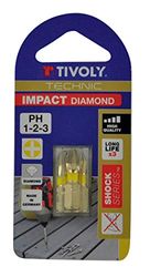 Tivoly 11523320001 Lot de 3 Embouts de Vissage Diamant Impact Torsion pour Vis Philips Ph1-2-3