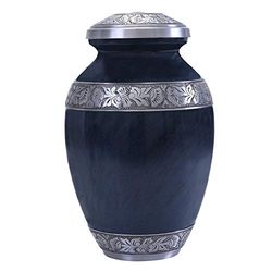 GSM Brands Urne funéraire pouvant contenir des Cendres humaines Adultes (très Grande capacité) – Mémorial funéraire fabriqué à la Main avec Motif Bleu frappant (34 cm de Hauteur x 20 cm de Largeur)