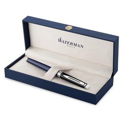 Pluma estilográfica Waterman Hémisphère | lacado negro y azul con adornos de paladio | plumín fino de acero inoxidable | estuche de regalo