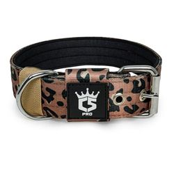 TSPRO Collier Tactique pour Chien avec Boucle en Métal, Collier Réglable pour Chien, Largeur 3,8 cm, Résistant et Confortable pour Les Chiens de Taille Moyenne à Grande (Imprimé Léopard M)