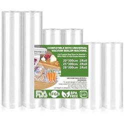 Buste sottovuoto per alimenti, 6 Pack, Rullo sottovuoto per alimenti, per la conservazione e la cottura degli alimenti, senza BPA (28/25/20 x 300 cm)